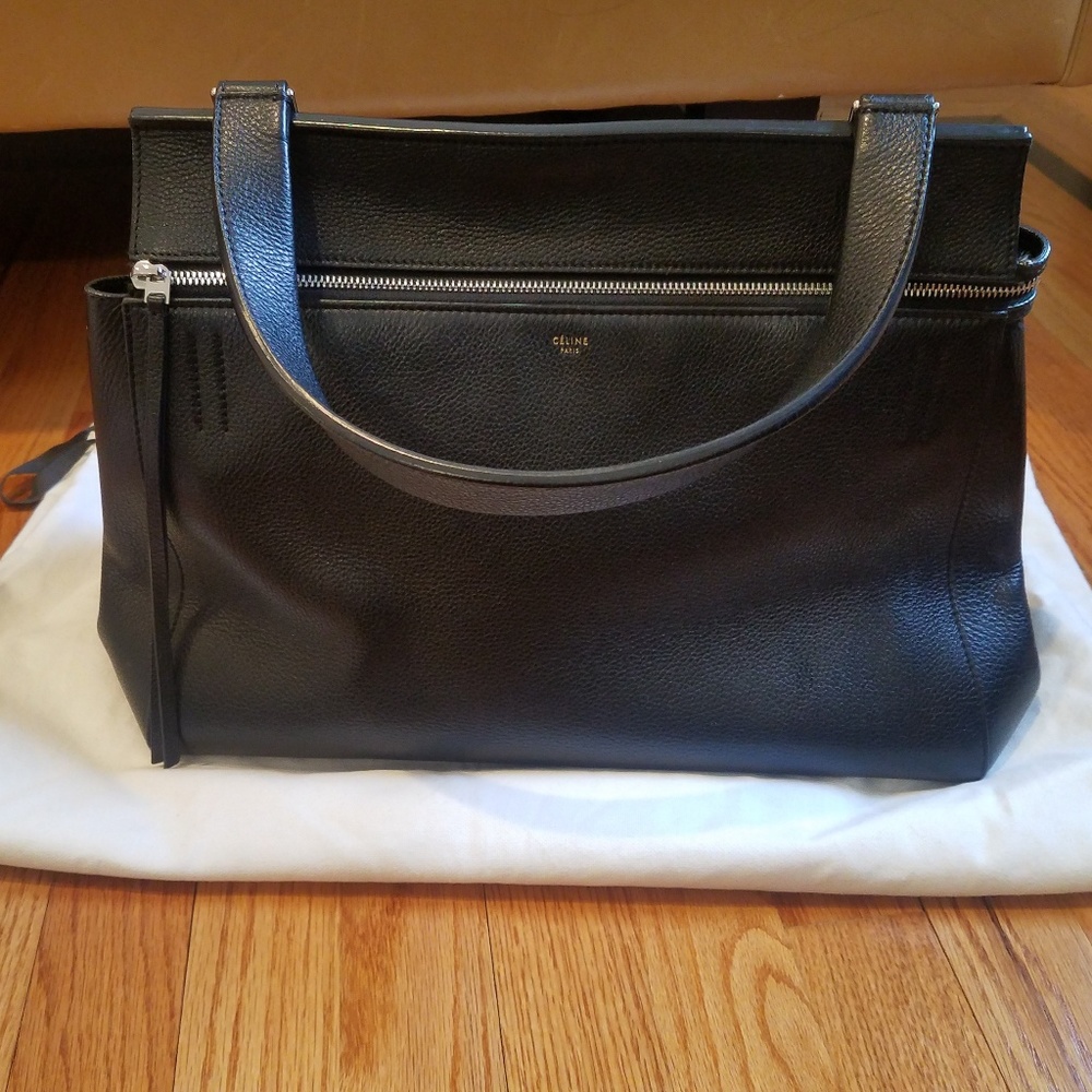 Celine Supple Calfskin Edge Bag in Black